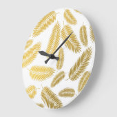Faux Gold Palm Leaves Pattern Grote Klok (Hoek)