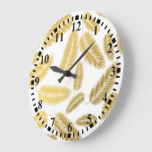 Faux Gold Palm Leaves Pattern Grote Klok (Hoek)
