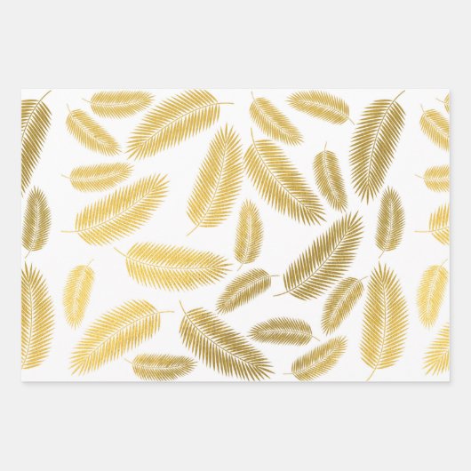 Faux Gold Palm Leaves Pattern Inpakpapier Vel (Voorkant 2)
