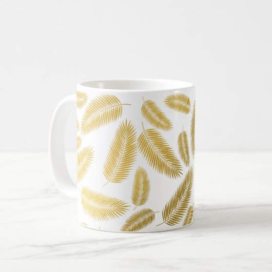 Faux Gold Palm Leaves Pattern Koffiemok (Voorkant links)