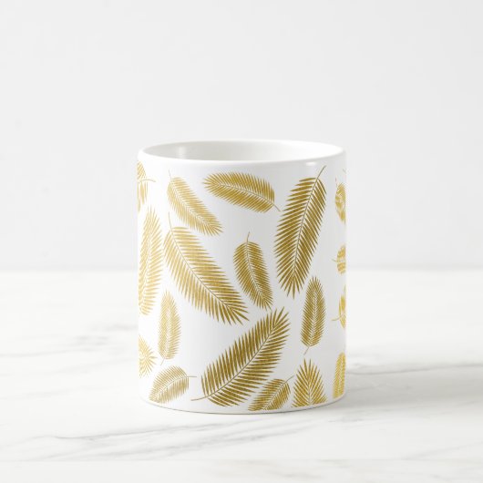 Faux Gold Palm Leaves Pattern Koffiemok (Center)