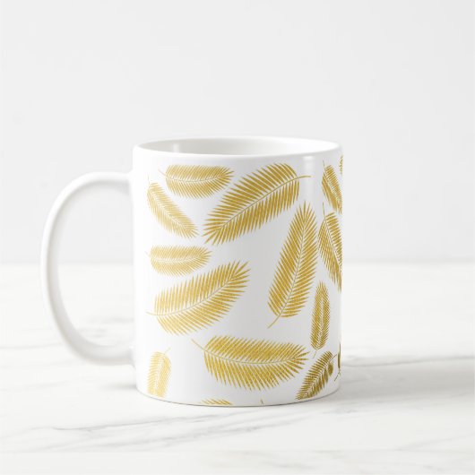 Faux Gold Palm Leaves Pattern Koffiemok (Links)