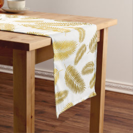 Faux Gold Palm Leaves Pattern Korte Tafelloper