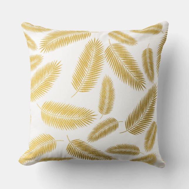 Faux Gold Palm Leaves Pattern Kussen (Voorkant)
