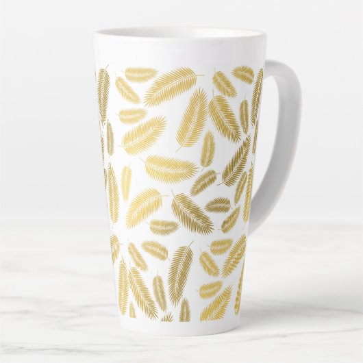 Faux Gold Palm Leaves Pattern Latte Mok (Rechterhoek)