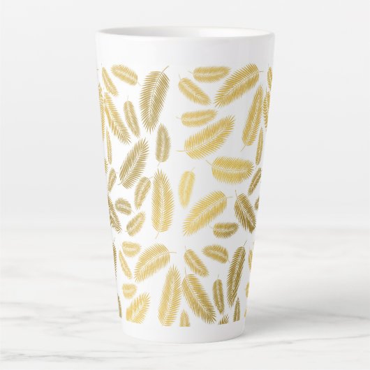 Faux Gold Palm Leaves Pattern Latte Mok (Voorkant)