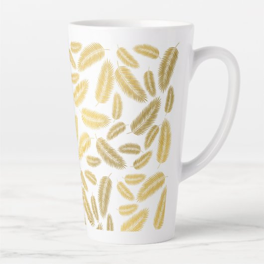 Faux Gold Palm Leaves Pattern Latte Mok (Rechts)