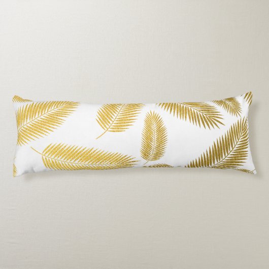 Faux Gold Palm Leaves Pattern Lichaamskussen (Achterkant)