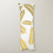 Faux Gold Palm Leaves Pattern Lichaamskussen (Achterkant (Verticaal))