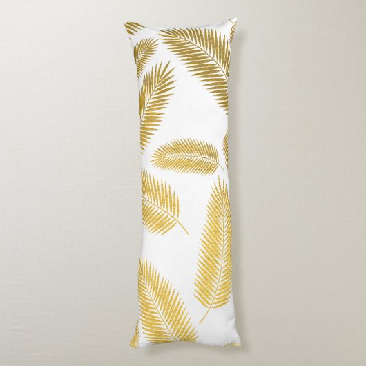 Faux Gold Palm Leaves Pattern Lichaamskussen (Achterkant (Verticaal))