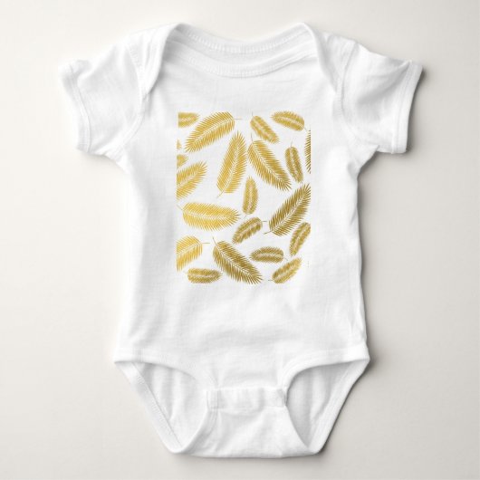 Faux Gold Palm Leaves Pattern Romper (Voorkant)