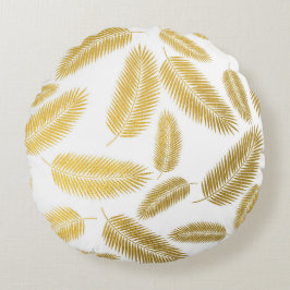Faux Gold Palm Leaves Pattern Rond Kussen