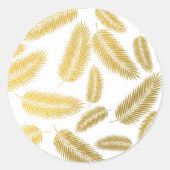 Faux Gold Palm Leaves Pattern Ronde Sticker (Voorkant)