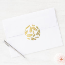 Faux Gold Palm Leaves Pattern Ronde Sticker