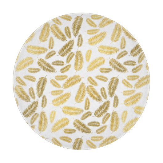 Faux Gold Palm Leaves Pattern Sherpa Blanket Accen Snijplank (Voorkant)