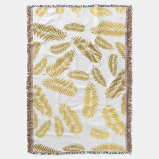 Faux Gold Palm Leaves Pattern Sherpa Blanket Deken (Voorkant Verticaal)