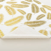 Faux Gold Palm Leaves Pattern Sherpa Deken (3/4)