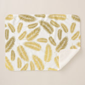 Faux Gold Palm Leaves Pattern Sherpa Deken (Voorkant (horizontaal))