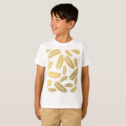 Faux Gold Palm Leaves Pattern T-shirt (Voorkant volledig)