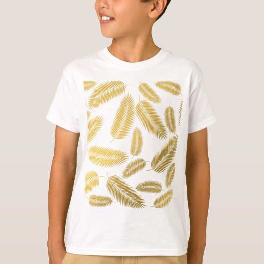 Faux Gold Palm Leaves Pattern T-shirt (Voorkant)