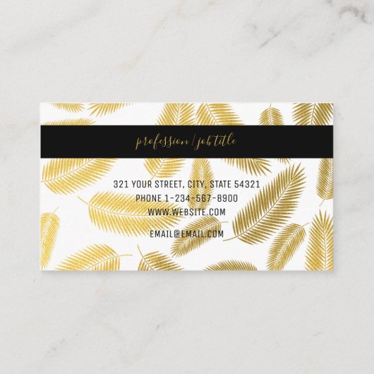 Faux Gold Palm Leaves Pattern Visitekaartje (Achterkant)