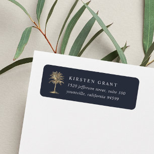 Faux Gold Palm Tree Logo Return-adres Etiket