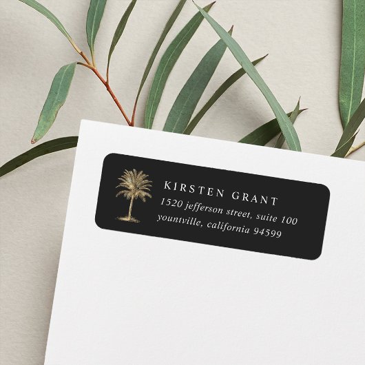 Faux Gold Palm Tree Logo Return-adres Etiket