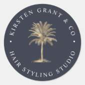 Faux Gold Palm Tree Logo Ronde Sticker (Voorkant)
