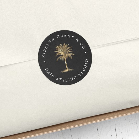 Faux Gold Palm Tree Logo Ronde Sticker