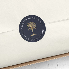 Faux Gold Palm Tree Logo Ronde Sticker