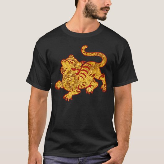 Faux Gold Pattern Tiger T-shirt (Voorkant)