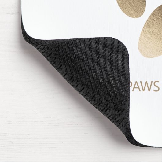Faux Gold Paw Print op wit Muismat (Hoek)