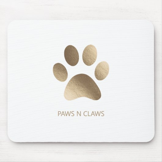 Faux Gold Paw Print op wit Muismat (Voorkant)