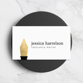 Faux Gold Pen Nib Logo voor schrijvers, auteurs Visitekaartje