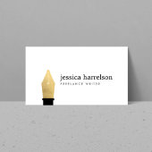 Faux Gold Pen Nib Logo voor schrijvers, auteurs Visitekaartje