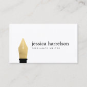 Faux Gold Pen Nib Logo voor schrijvers, auteurs Visitekaartje (Voorkant)
