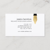 Faux Gold Pen Nib Logo voor schrijvers, auteurs Visitekaartje (Achterkant)