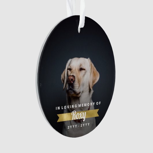 Faux Gold Pet Memorial - Aangepaste foto naam en j Ornament (voorkant)