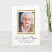 Faux Gold Photo Memorial Programme Programma (Voorkant)