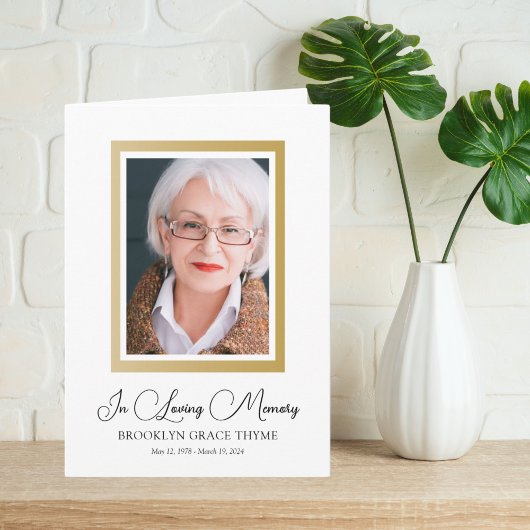 Faux Gold Photo Memorial Programme Programma