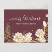 Faux Gold Pine bevat naalden op move roze Briefkaart (Voorkant)