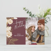 Faux Gold Pine bevat naalden op move roze Feestdagenkaart (Staand voorkant)