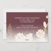 Faux Gold Pine bevat naalden op move roze Feestdagenkaart (Achterkant)