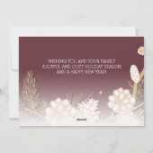 Faux Gold Pine bevat naalden op move roze Feestdagenkaart (Achterkant)