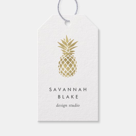 Faux Gold Pineappel Cadeaulabel (Voorkant)