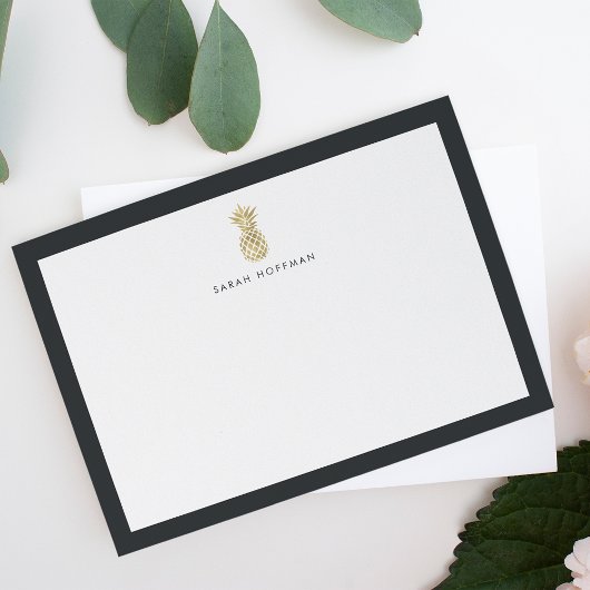 Faux Gold Pineappel | Gepersonaliseerde schrijfkaa Notitiekaartje