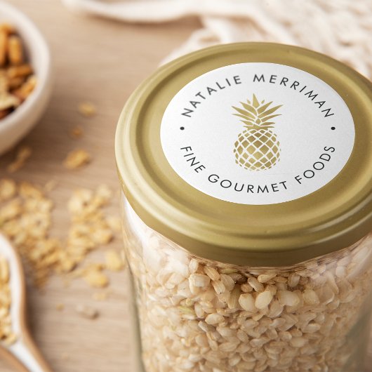 Faux Gold Pineappel Ronde Sticker
