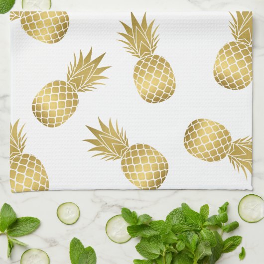Faux Gold Pineappels Theedoek (Gevouwen)