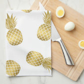 Faux Gold Pineappels Theedoek (Quarter Fold)