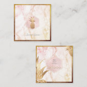 FAUX GOLD PINEAPPLE+BLUSH PINK MARBLE VIERKANTE VISITEKAARTJE (Voorkant / Achterkant)